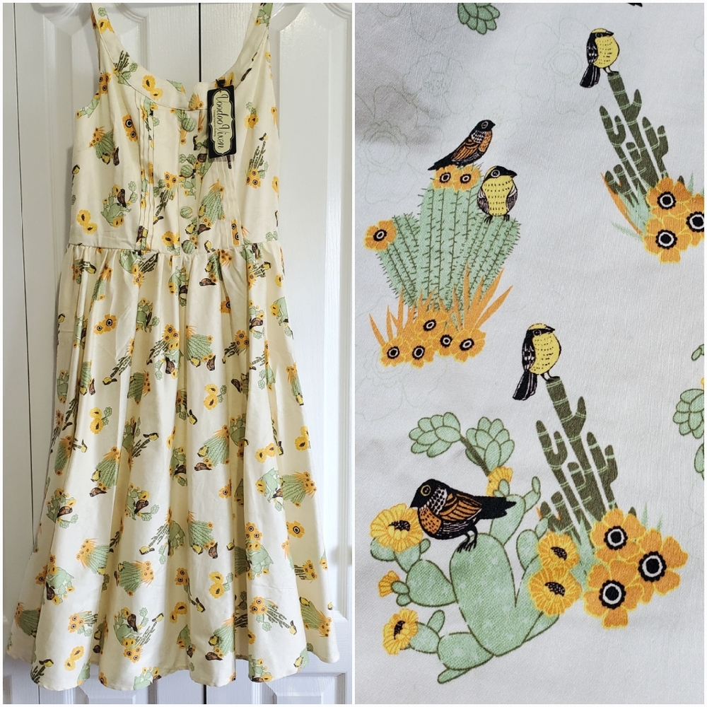 Voodoo Vixen Maria Cactus Floral Retro Dress